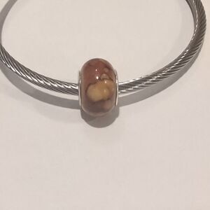 Silver Brown Watercolor Charm for Pandora Style‎ Bracelet